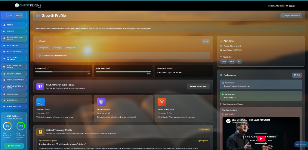Christian Growth Profile - Christ Reigns Media Software